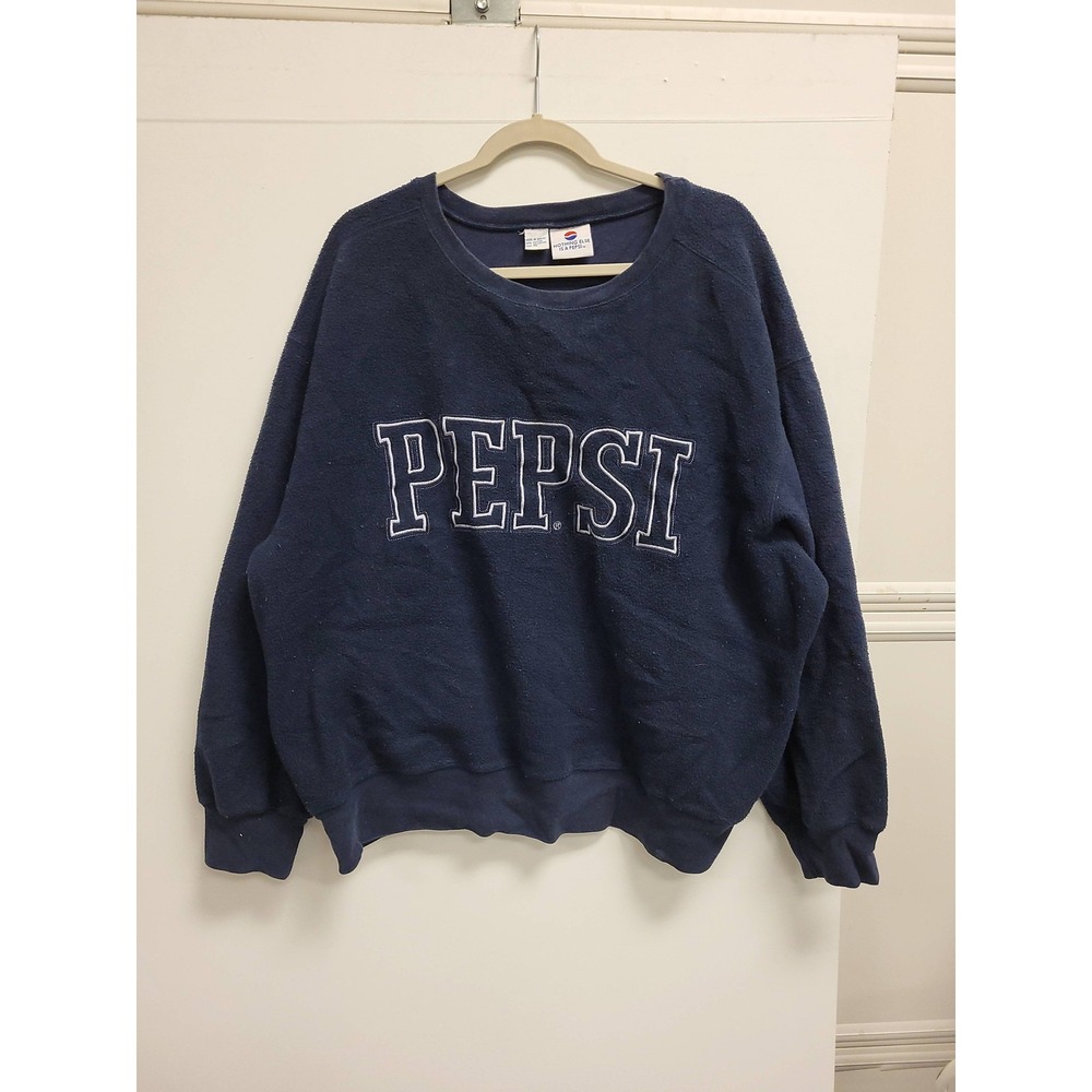 Vintage‎ Pepsi Crewneck Sweatshirt XL Blue Logo Graphic Pullover Menswear Macau